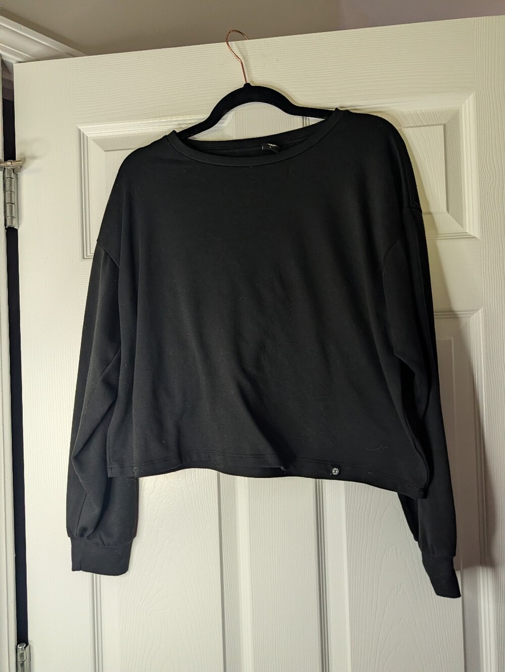 X by Gottex Black Cropped Oversized Sweatshirt Women’s Large Crewneck Pullover